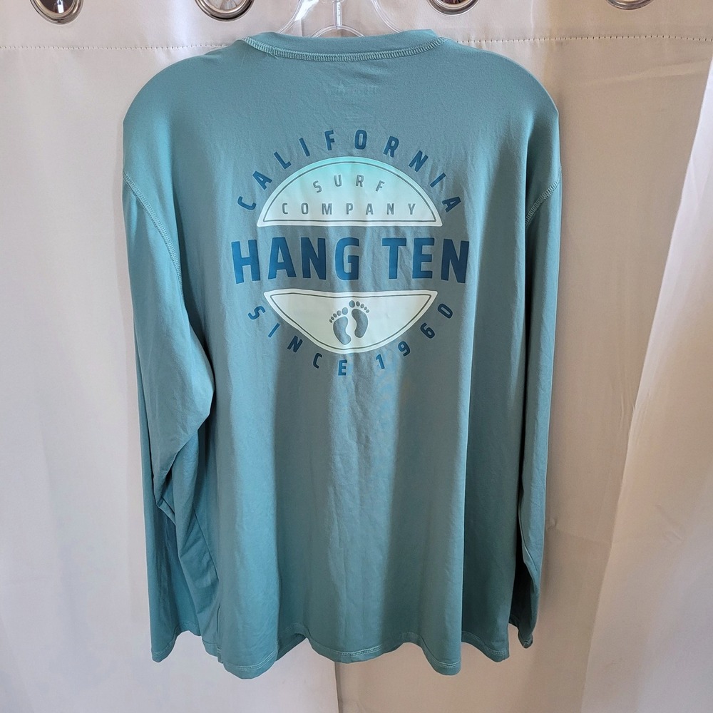 Hang Ten Long Mens Sun Shirt Large California Surf Graphic UPF 50+ Beach 21659